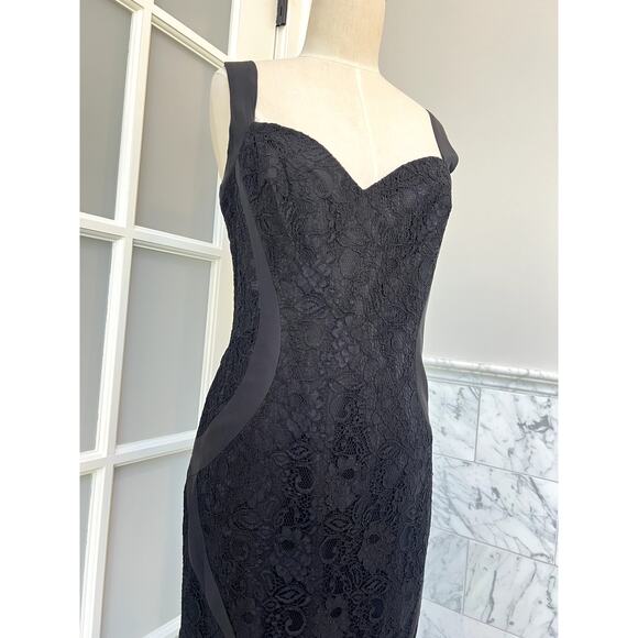 Monique Lhuillier ML Evening Black Lace Mermaid Full Length Gown Size 10 - Picture 3 of 11